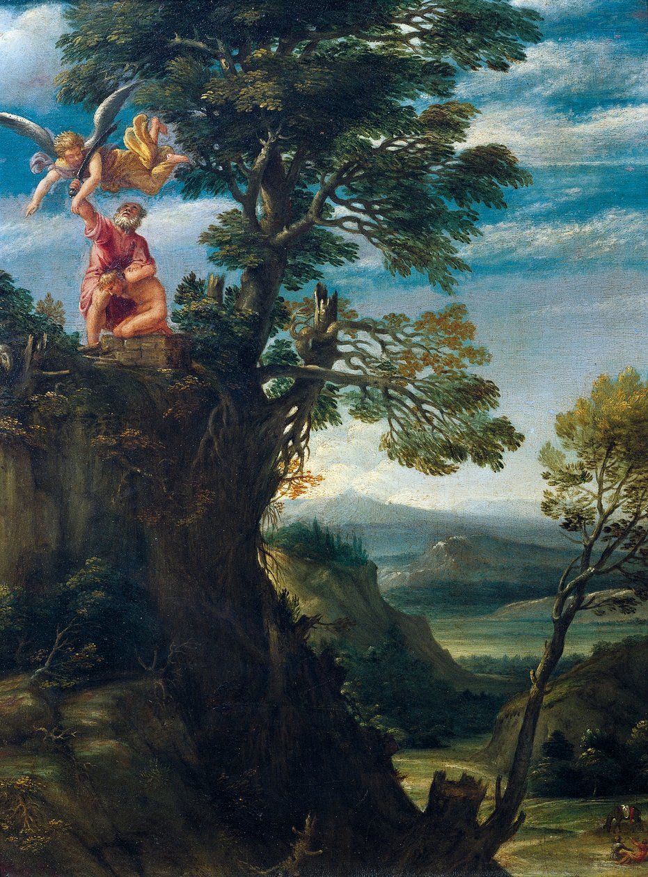 Sacrifice of Isaac af Annibale Carracci (1560-1609), olie på lærred, 45x34 cm af Annibale Carracci