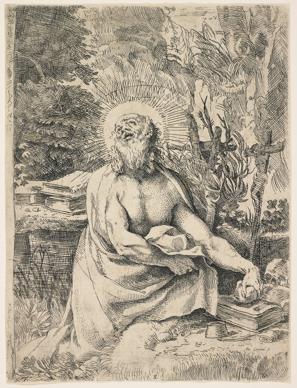 Sankt Hieronymus i ørkenen, ca. 1591 af Annibale Carracci