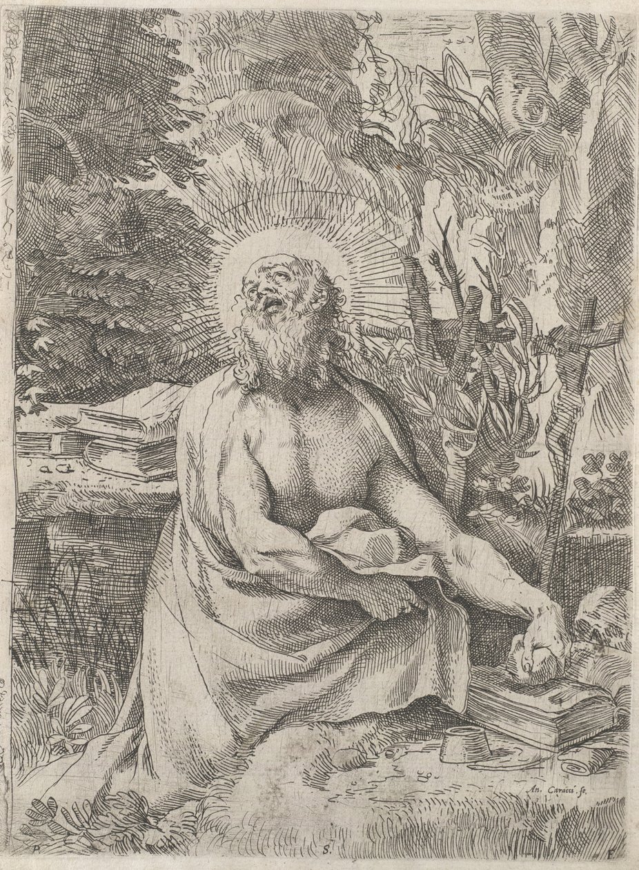 Sankt Hieronymus i ørkenen, ca. 1591. af Annibale Carracci