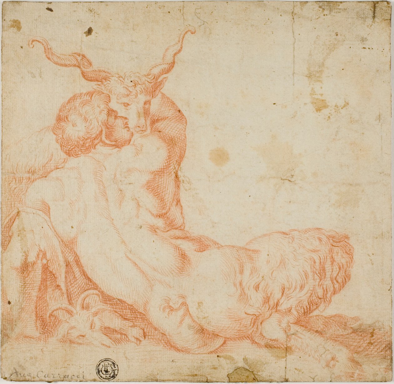 Satyr og ged af Annibale Carracci