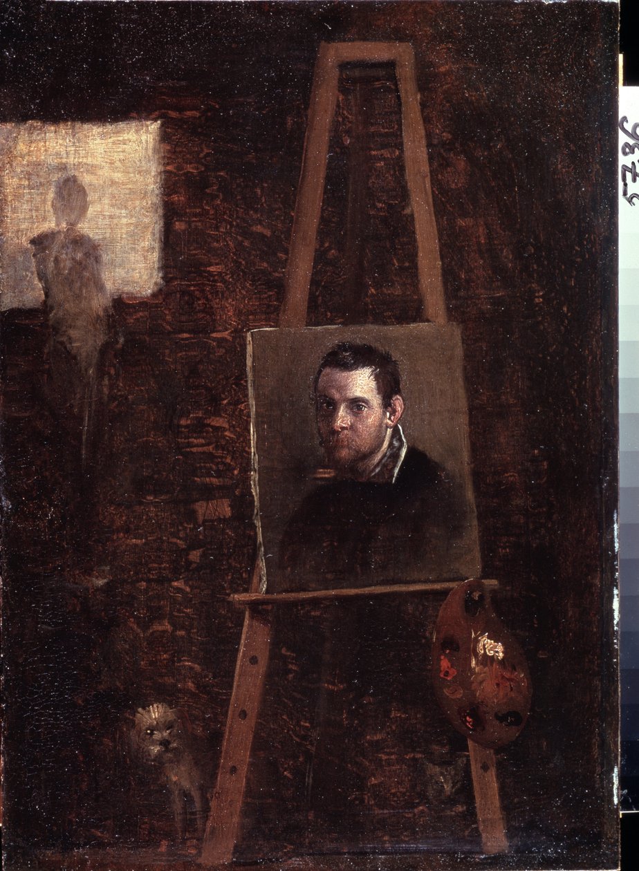 Selvportræt ved staffeliet, 1603-04 af Annibale Carracci