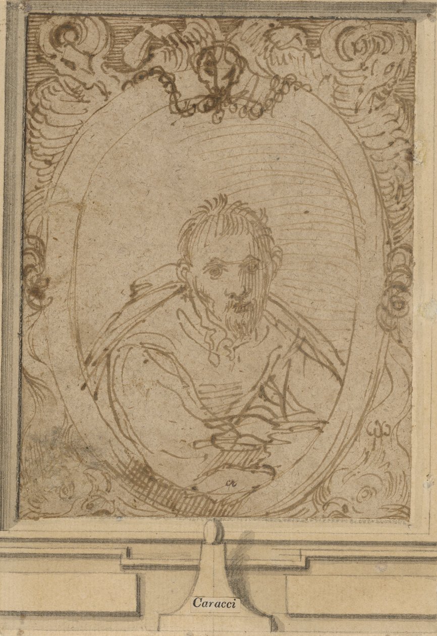 Selvportræt, ca. 1580 (pen og brunt blæk på papir) af Annibale Carracci