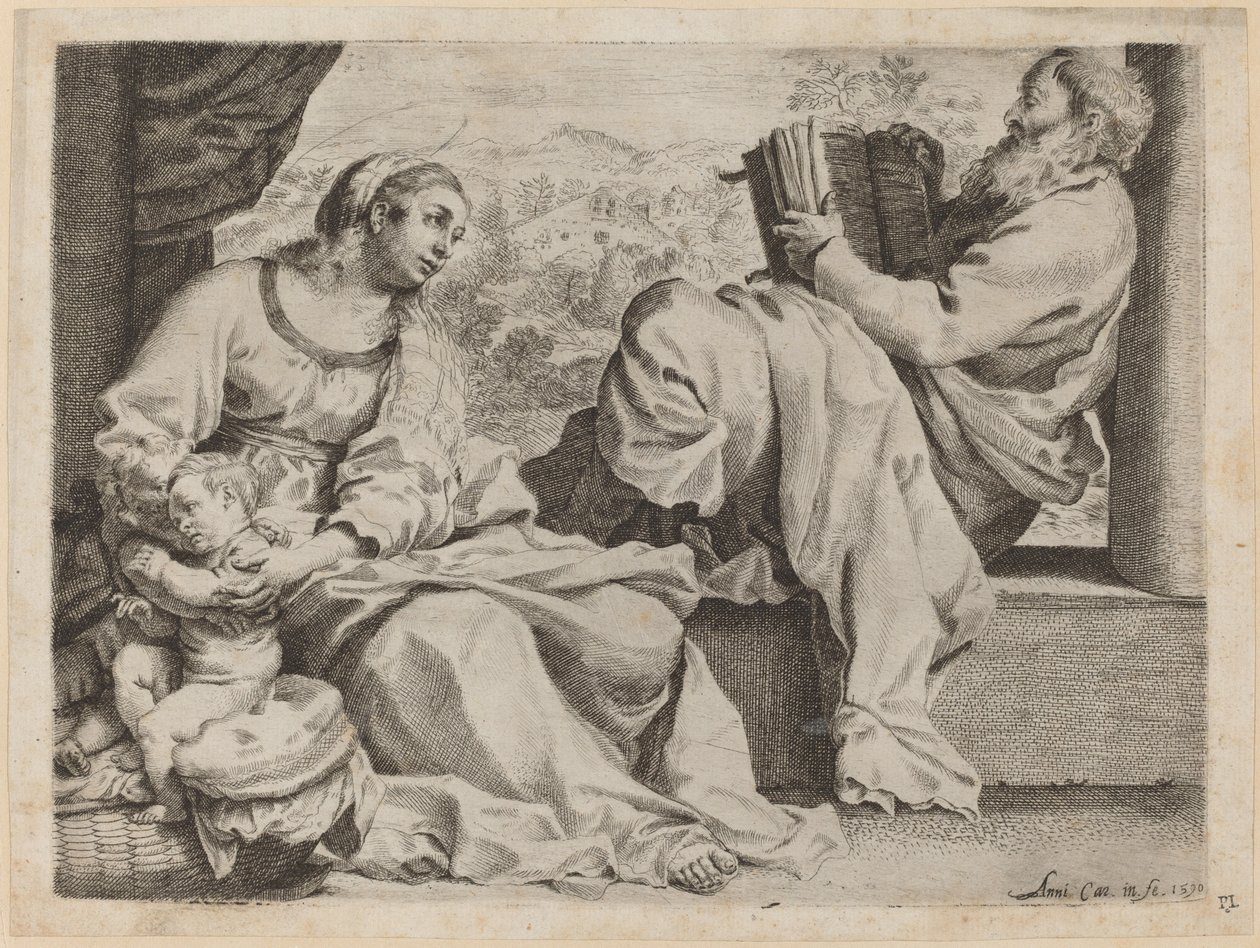 Den hellige familie med Johannes Døberen af Annibale Carracci