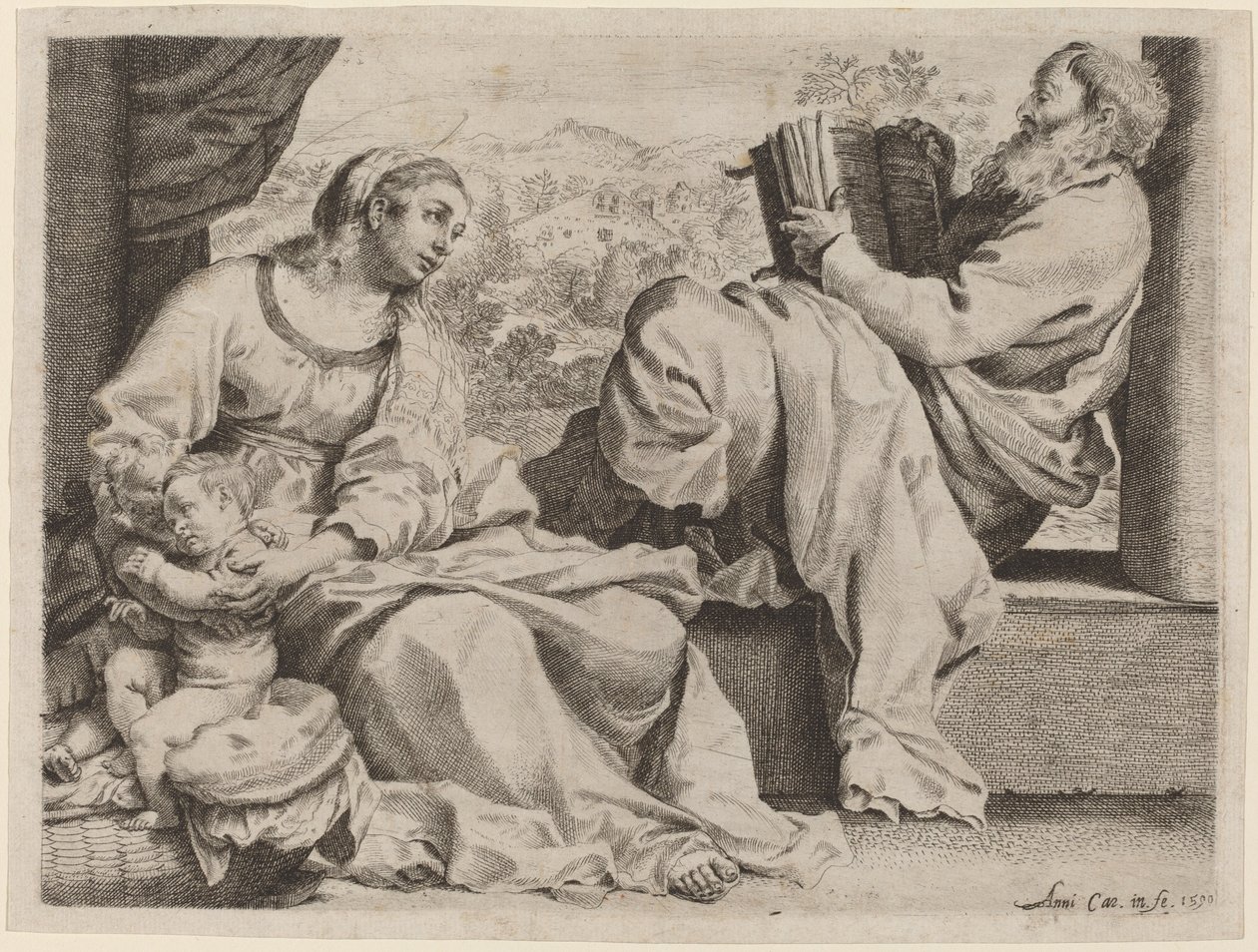 Den hellige familie med Johannes Døberen af Annibale Carracci