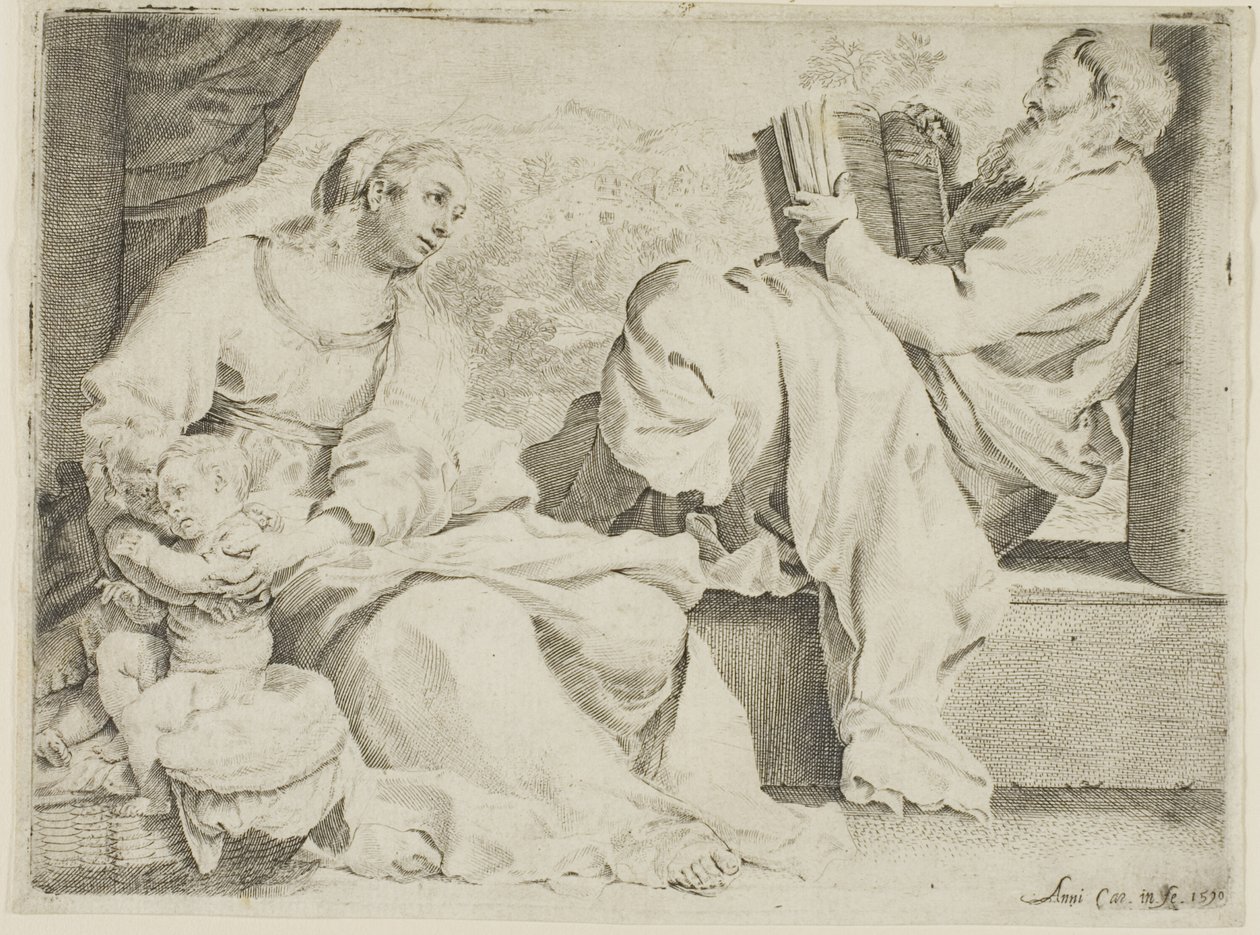 Den hellige familie med Johannes Døberen af Annibale Carracci
