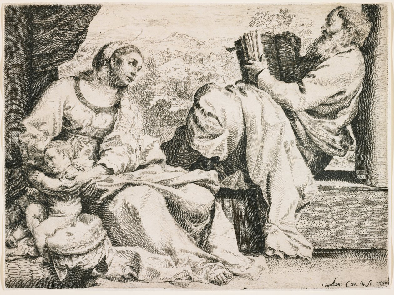 Den hellige familie med Johannes Døberen af Annibale Carracci