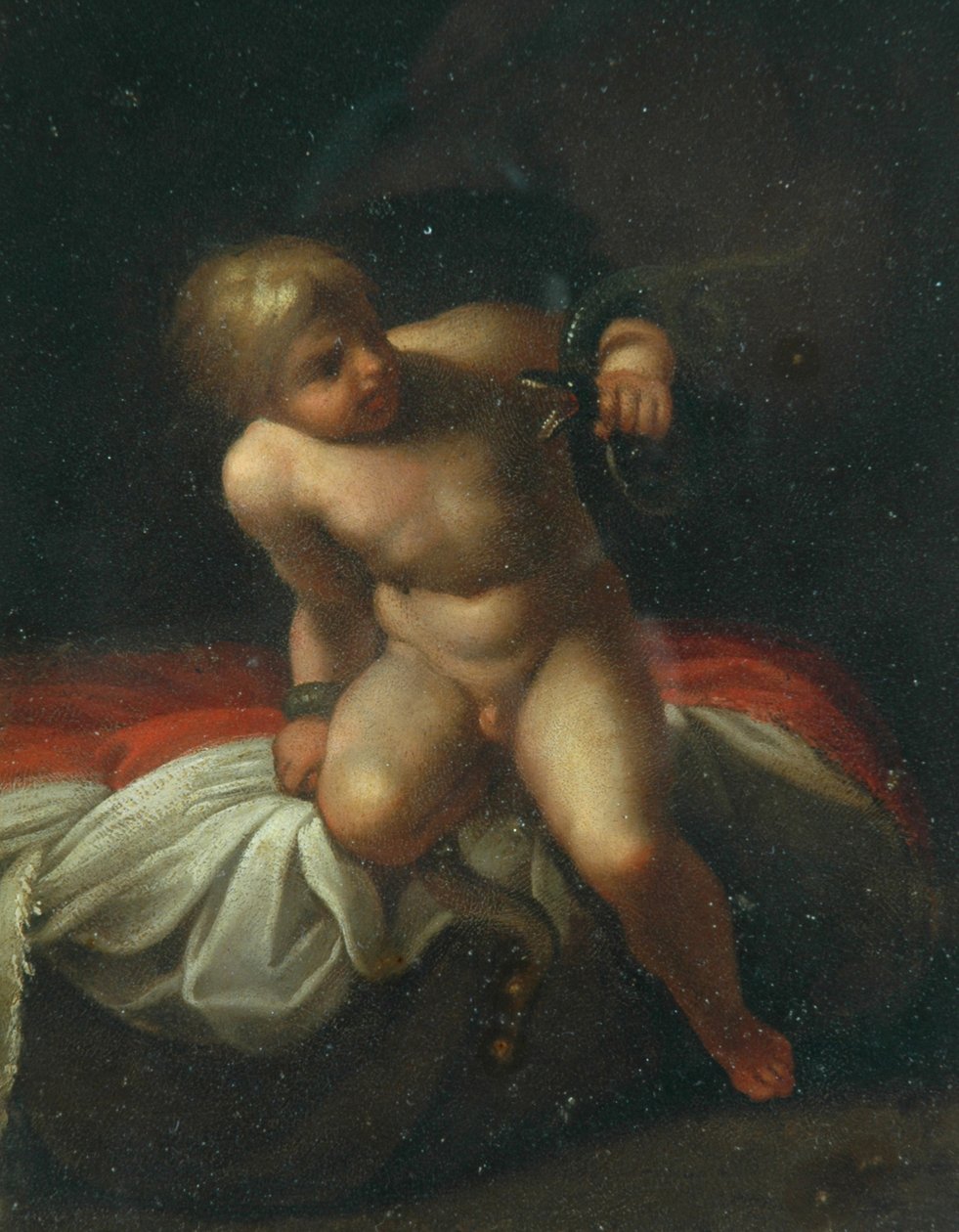 The Infant Hercules (olie på kobber) af Annibale Carracci