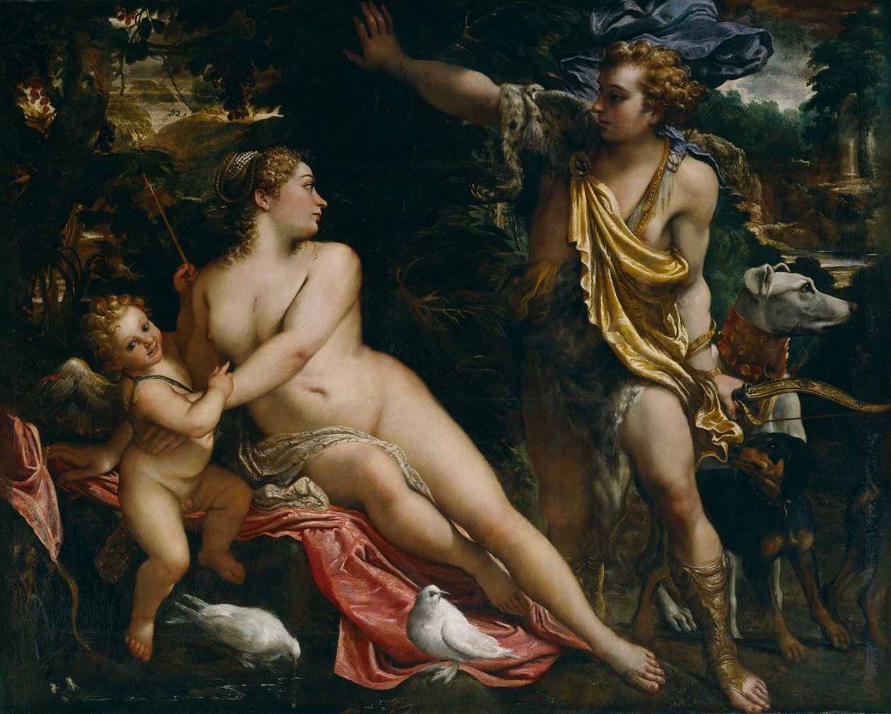 Venus, Adonis og Amor, ca. 1590 af Annibale Carracci