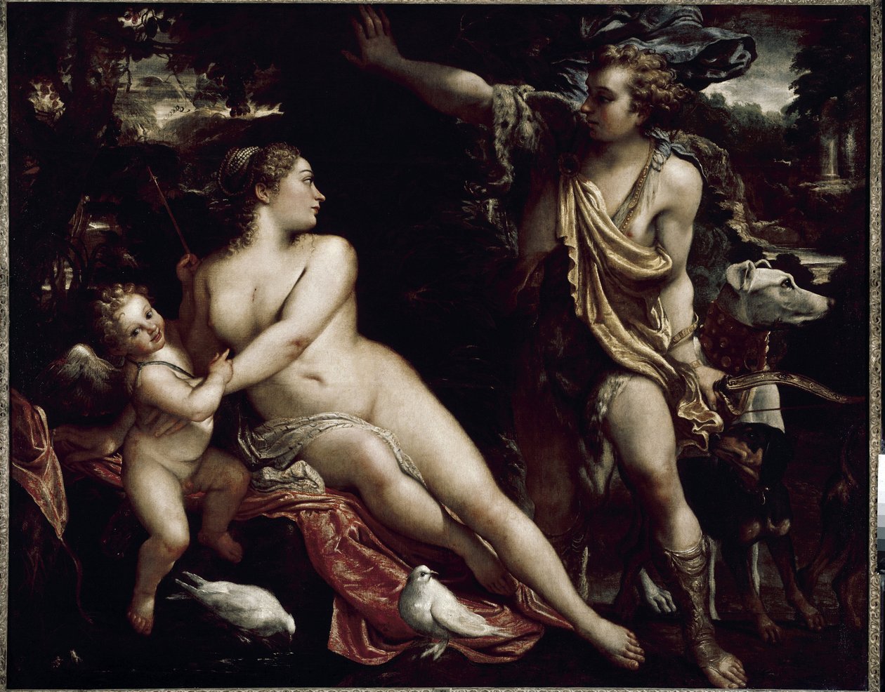 Venus og Adonis (olie på lærred, ca. 1588-1593) af Annibale Carracci