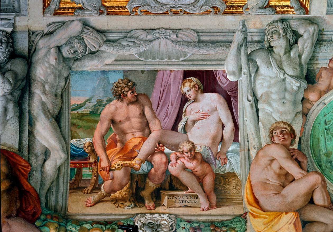 Venus og Anchise Fresco af Annibale Carracci (Annibal Carrache) (1560-1609). 1597-1600 Rom, Palazzo Farnese af Annibale Carracci