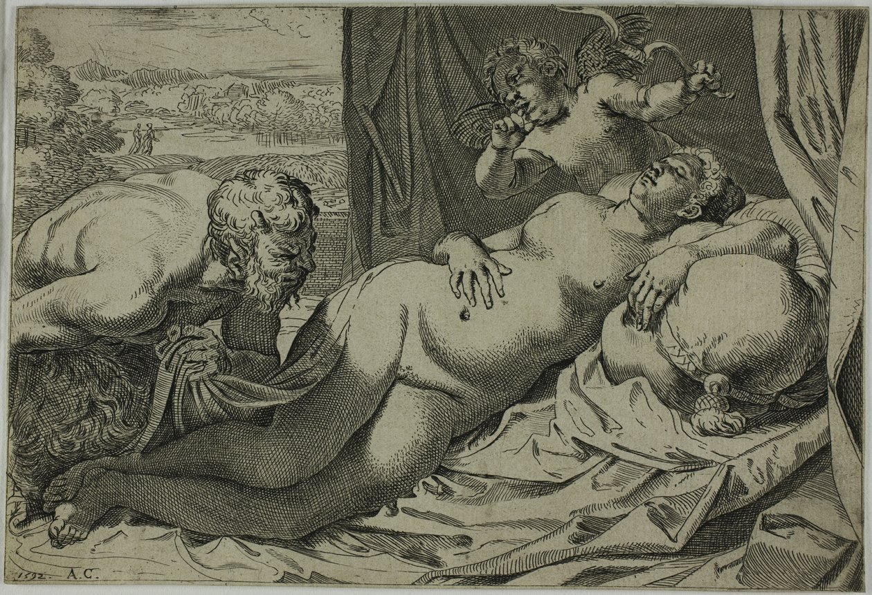 Venus og Satyr af Annibale Carracci