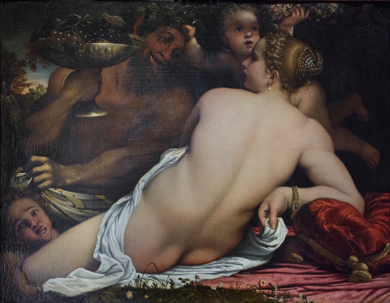 Venus, to satyrer og Amor af Annibale Carracci