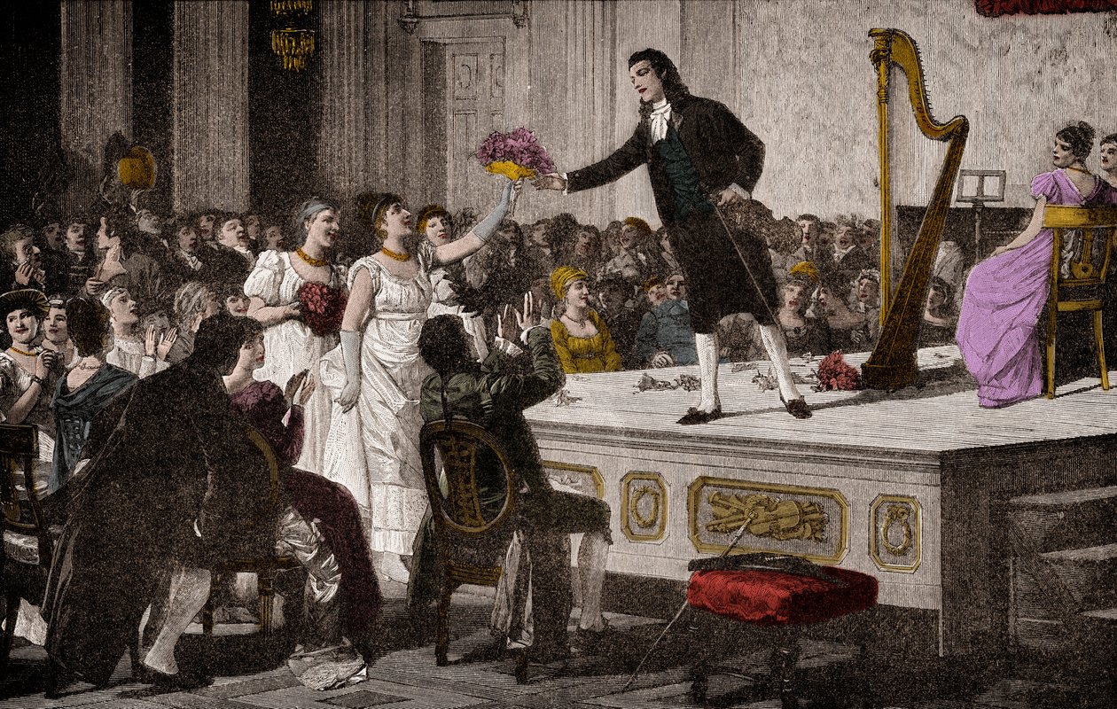 Niccolo Paganini (1792-1840) første triumfer - Træsnit efter maleri af Annibale Gatti (1828-1909) af Annibale Gatti