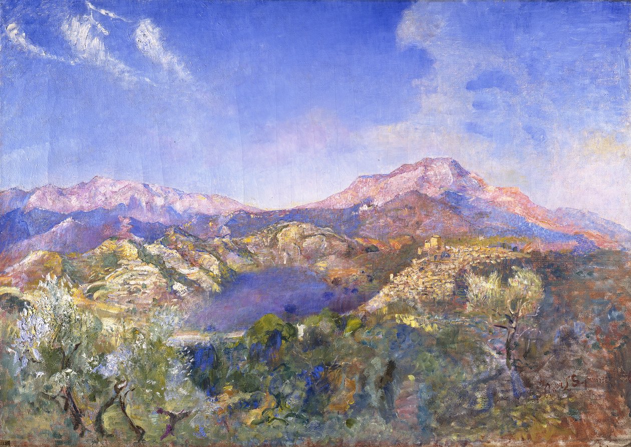 Italiensk landskab (olie på lærred) af Annie Louisa Swynnerton