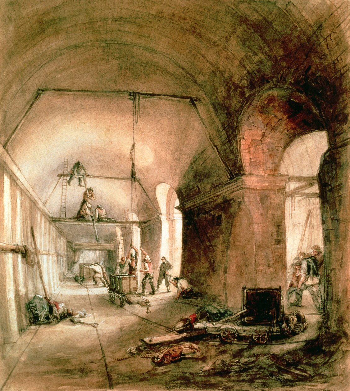 Bygning af Thames Tunnel, (Rotherhithe Tunnel), ca. 1830 af Unbekannt Unbekannt