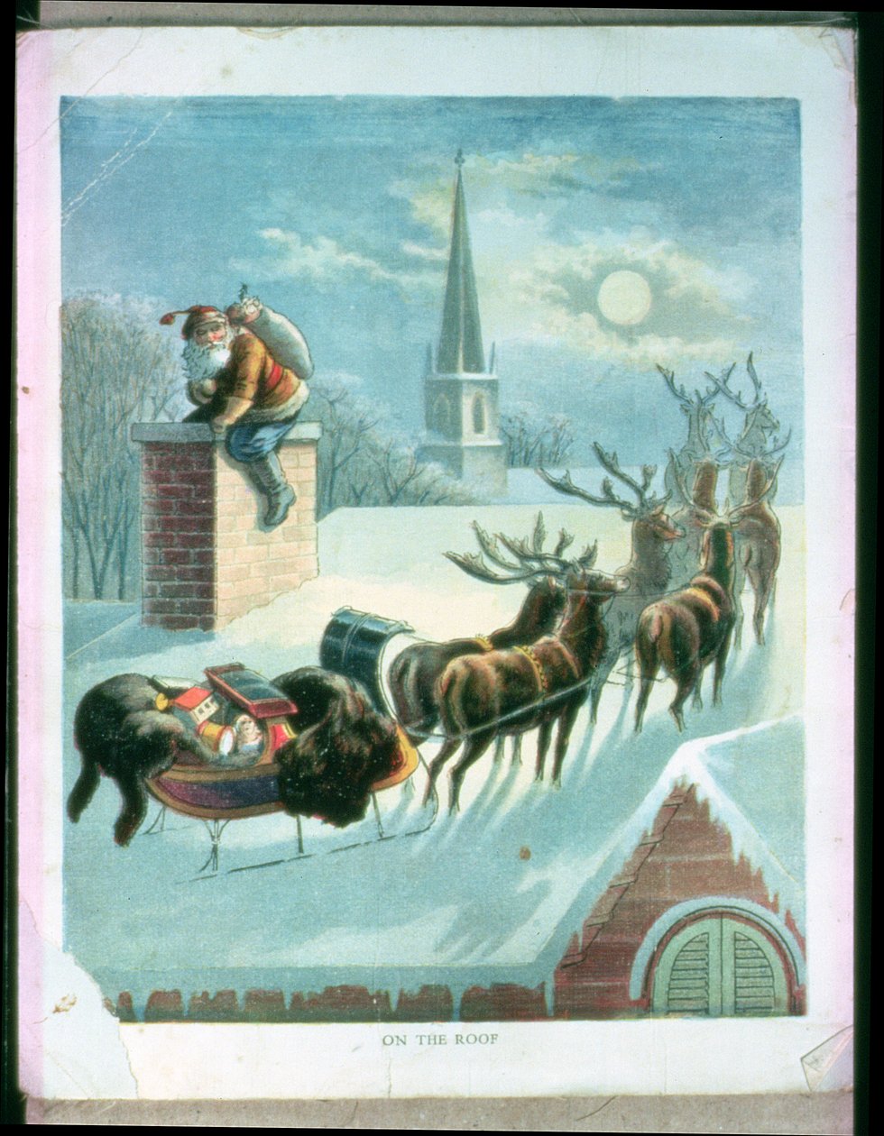 På taget, illustration af en julebog fra begyndelsen af 1900-tallet af Unbekannt Unbekannt