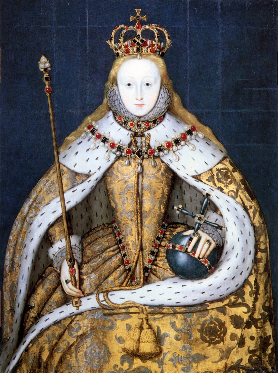 Dronning Elizabeth I af England i sine kroningsdragt af Anonymous