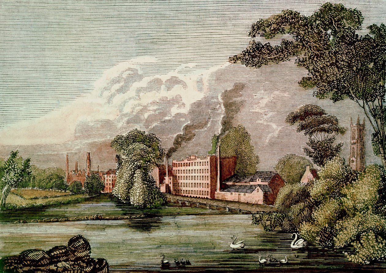 Sir Thomas Lombes silkemølle, Derby, 1700-tallet (tryk) af Unbekannt Unbekannt