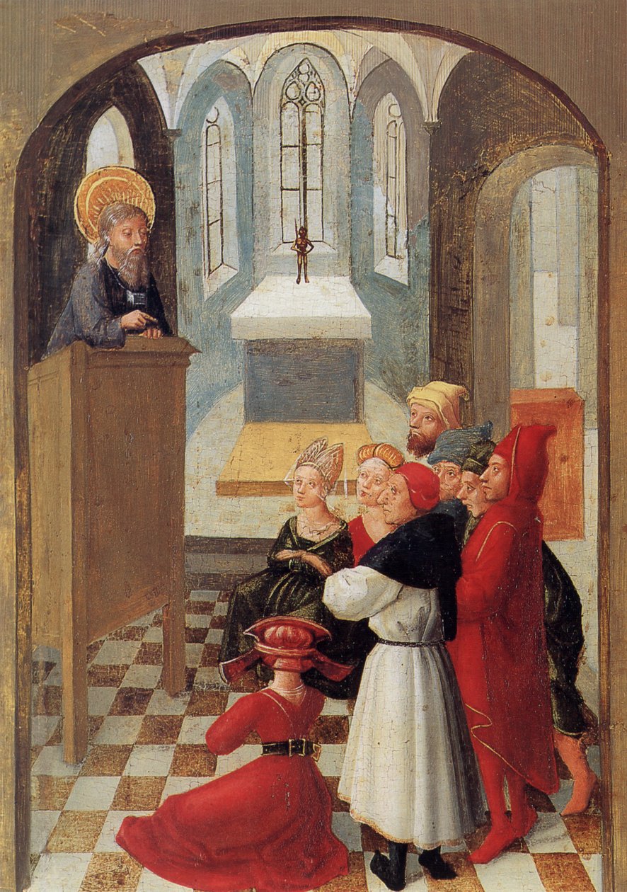 Weingartener Heilig-Blut-Tafel fra 1489.    Plade 5: Longinus konverterer mange mennesker til den kristne tro i Mantua af Unknown