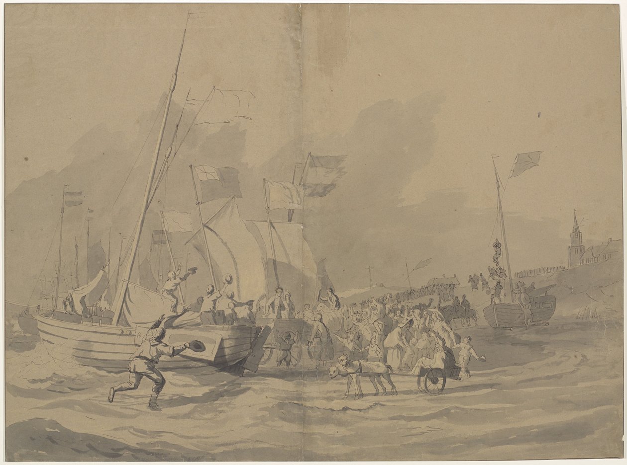 Prins Willem Frederiks ankomst på stranden i Scheveningen den 30. november 1813 af Anonymous