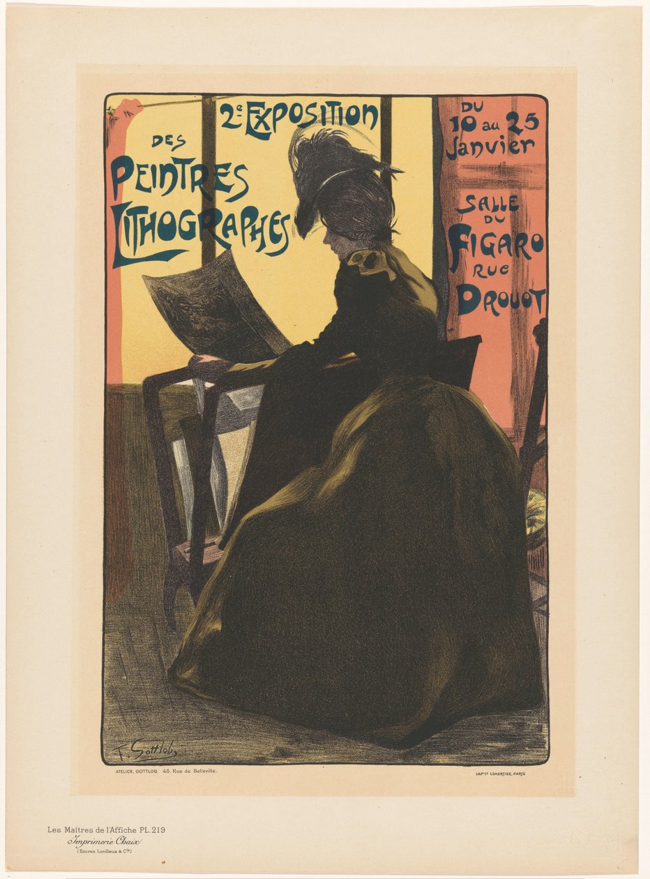 Annonce for den anden udstilling af Peintres Lithographes i Salle du Figaro Les Maîtres de l