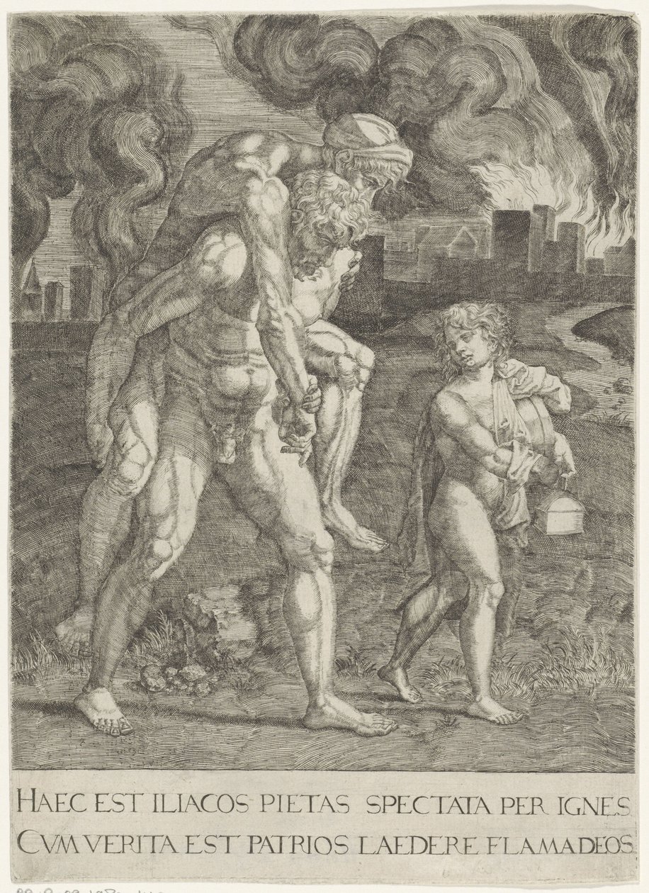 Aeneas flygter med sin familie fra Troja af Anonymous