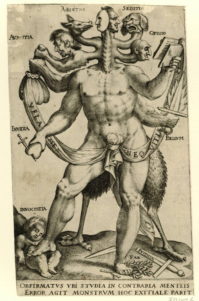 Allegorisk femhovedet monster af Anonymous