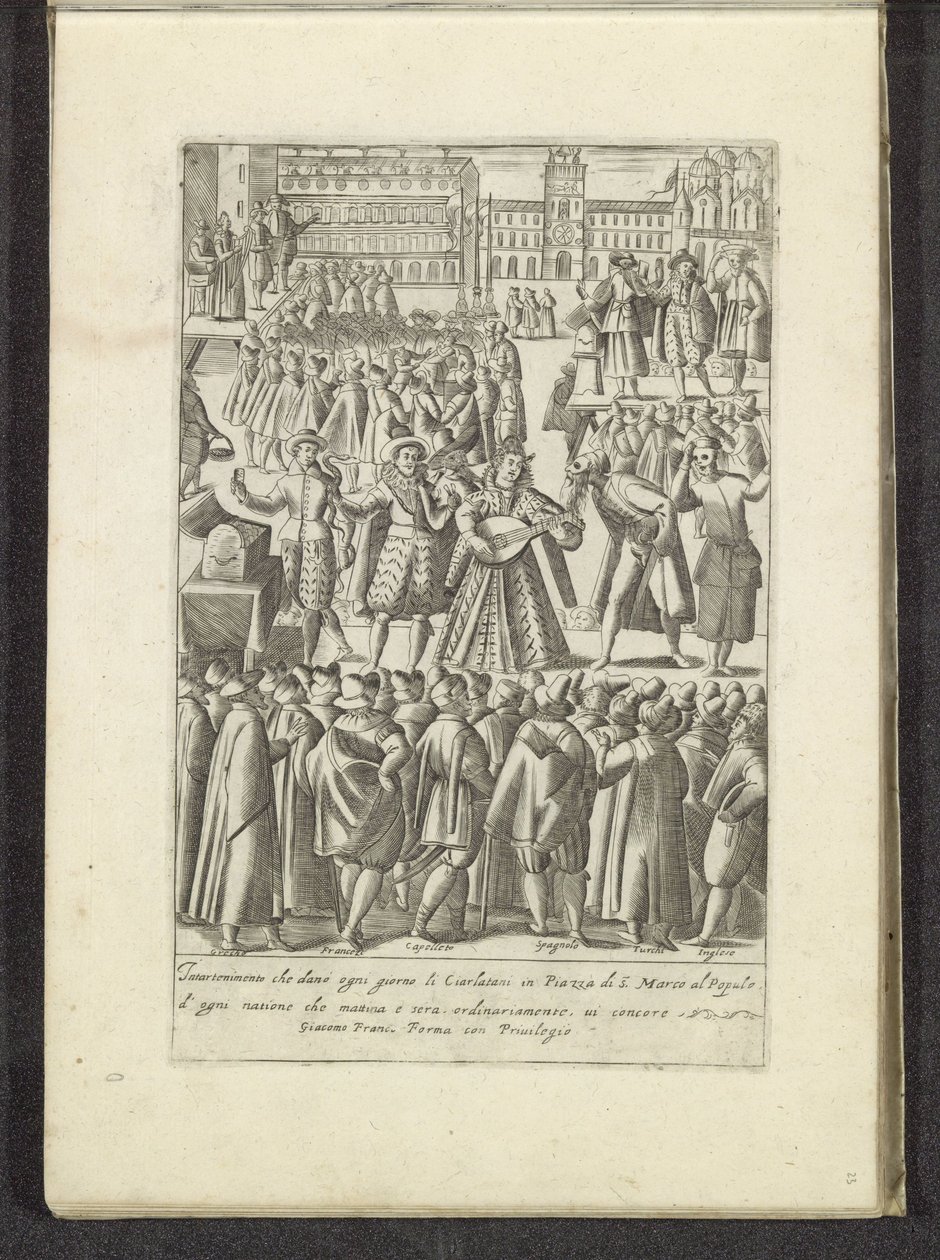 Forlystelse på San Marcoplein i Venedig Scènes uit het Venetiaanse leven (serietitel) Habiti d