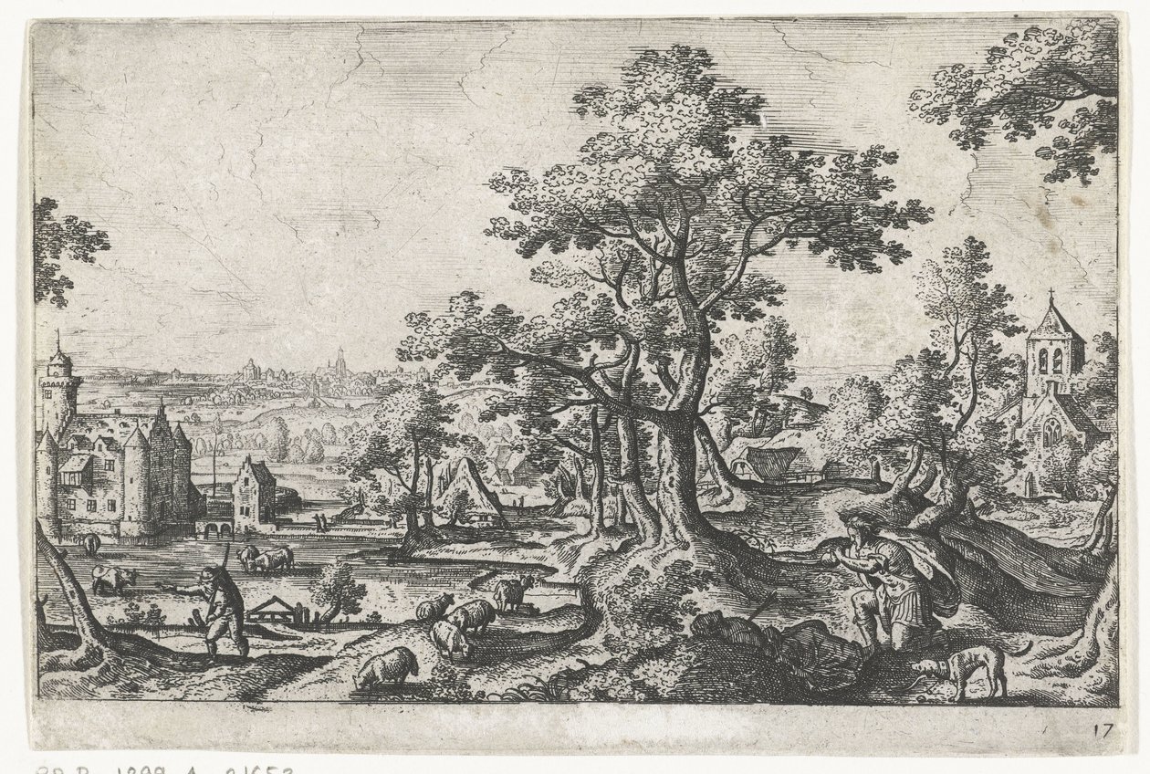 Apollo dræber Coronis Landskaber med mytologiske og bibelske scener (serietitel) af Anonymous
