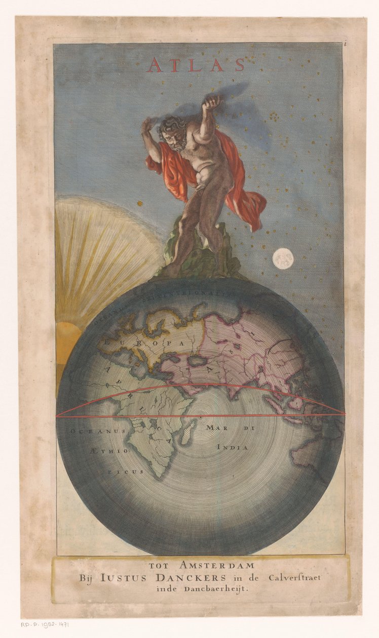 Atlas på kloden Titelblad for: Justus Danckerts, Atlas, s.a. af Anonymous