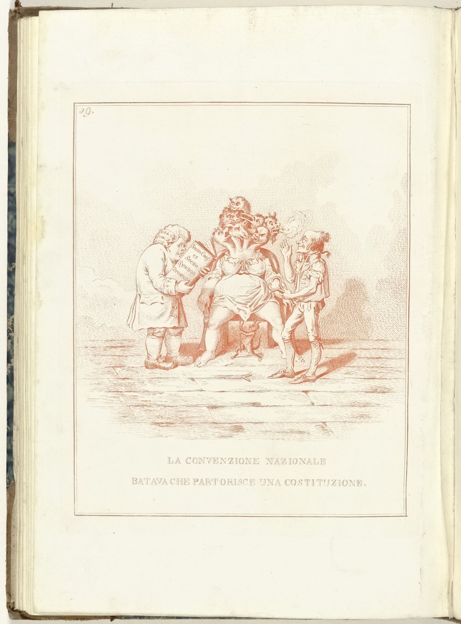 Barensnood van de Nationale Conventie, 1795 Batavisk nationalkonvent, der afføder en forfatning (titel på objekt) Hollandia Regenerata (Italiensk kopie) (serietitel) Hollands regeneration: et spejl for alle regenererede folk (seriøst af Anonymous