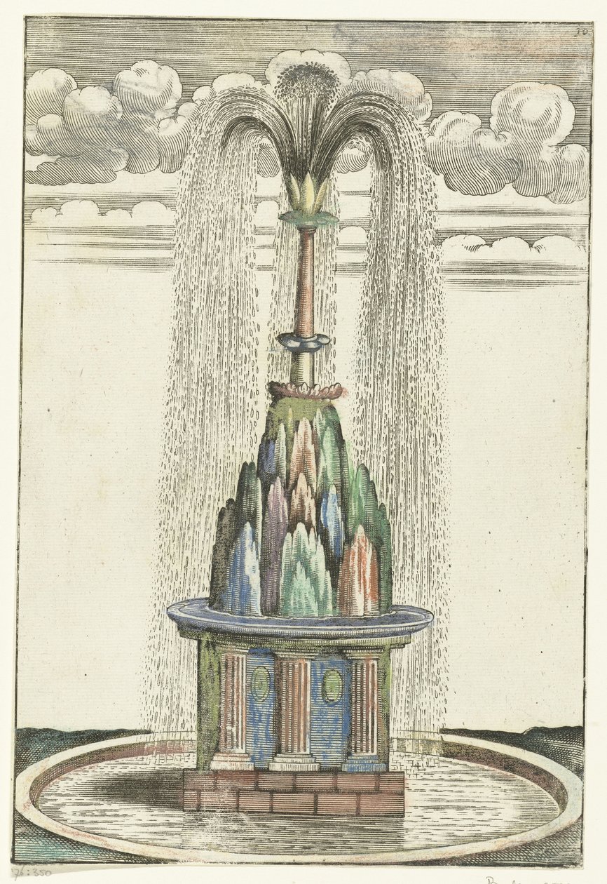 Bassin met berg i rond bassin Architectura Curiosa Nova (serietitel) af Anonymous