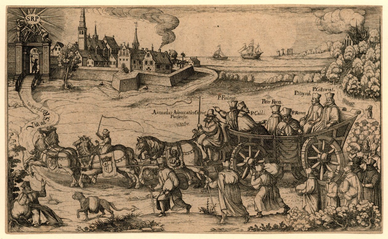 Bedevaart van de verdreven Boheemse en Hongaarse jezuïeten naar het Amsterdamse rasphuis, 1619 Jesuitten, der blev fordrevet fra kongerigerne Böheimb og Hungern, tog Wallfarth til Saint Raspino og Pono / til tugthuset i Amsterdam (titel af Anonymous