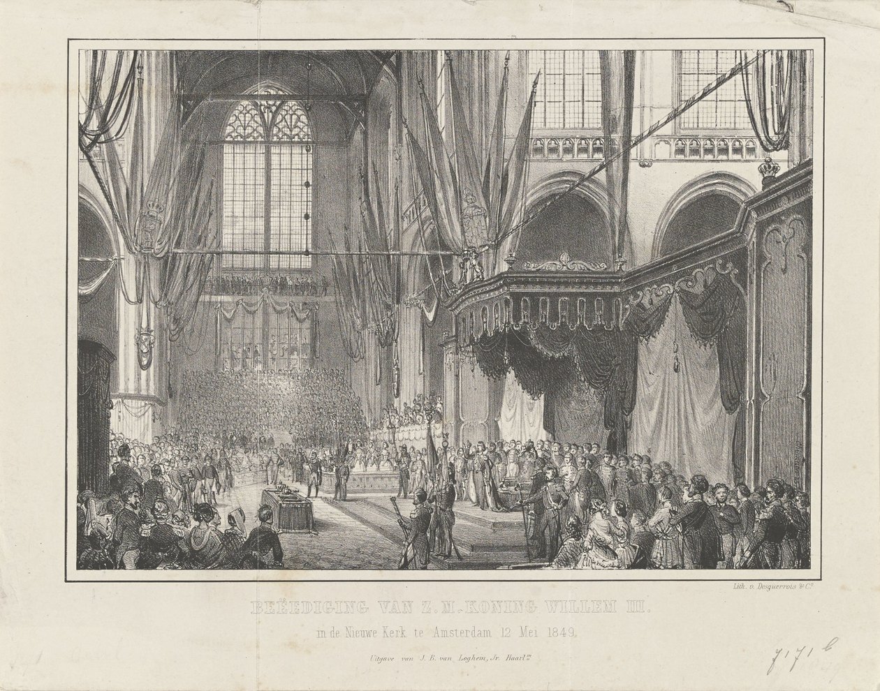 Indlæg af H.M. Kong Vilhelm III. i Nieuwe Kerk i Amsterdam 12. maj 1849 (titel på objekt) af Anonymous
