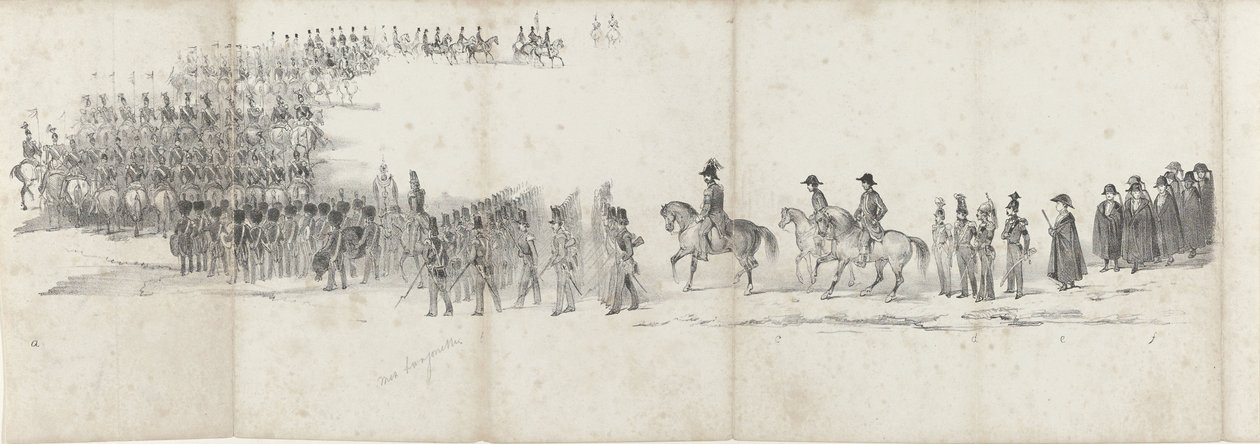 Begravelse af den afdøde kong Willem II i Delft den 4. april 1849 (side 1) Fem sammenhængende ark af Vilhelm II