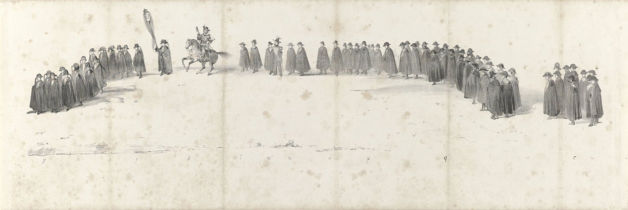 Begravelse af den afdøde kong Willem II i Delft den 4. april 1849 (side 2) Fem sammenhængende ark af Vilhelm II