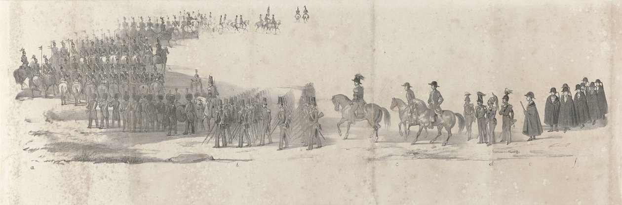 Begravelse af den afdøde kong Willem II i Delft den 4. april 1849 (side 2) Fem sammenhængende ark af Vilhelm II