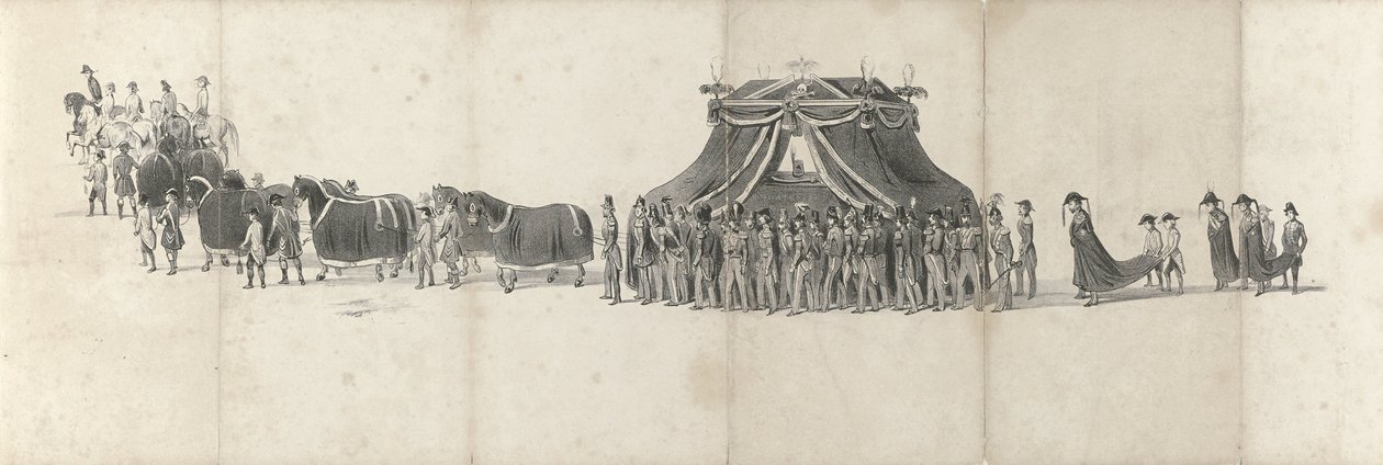 Begravelse af den afdøde kong Willem II i Delft den 4. april 1849 (side 4) Fem sammenhængende ark af Vilhelm II