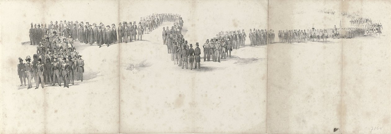 Begravelse af den afdøde kong Willem II i Delft den 4. april 1849 (side 5) Fem sammenhængende ark af Vilhelm II