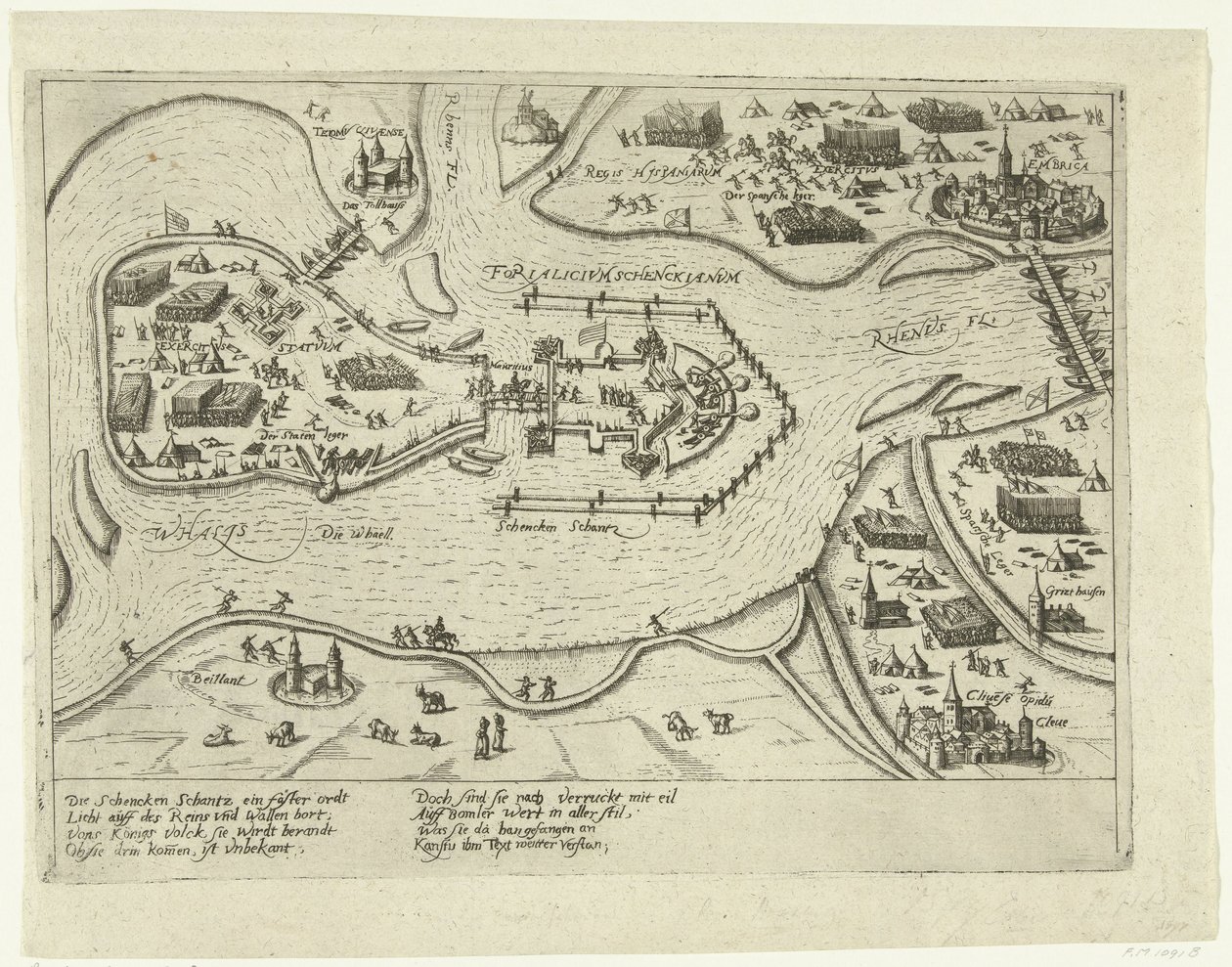 Spaniernes belejring af Schenkenschans, 1599 Forialicium Schenckianum (titel på objekt) af Anonymous
