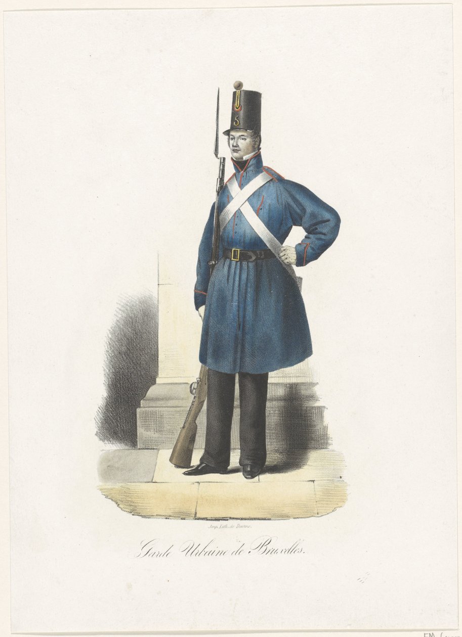 Belgisk byvagt, 1830 Garde Urbaine de Bruxelles (titel på objektet) af Anonymous