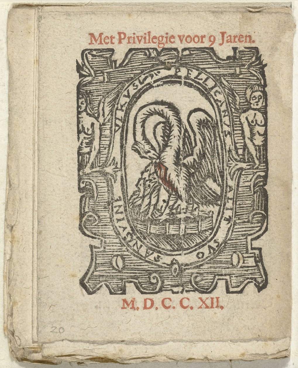 Side med udgivermærke, 1712 I hvilken Lidt de Maen er / hvor du dør / forlader nøgen, medmindre det er stor note; Als Peste / Pleures is / ende sulck quaet / oock ikke sonder des Meestersraet (titel på objekt) af Anonymous
