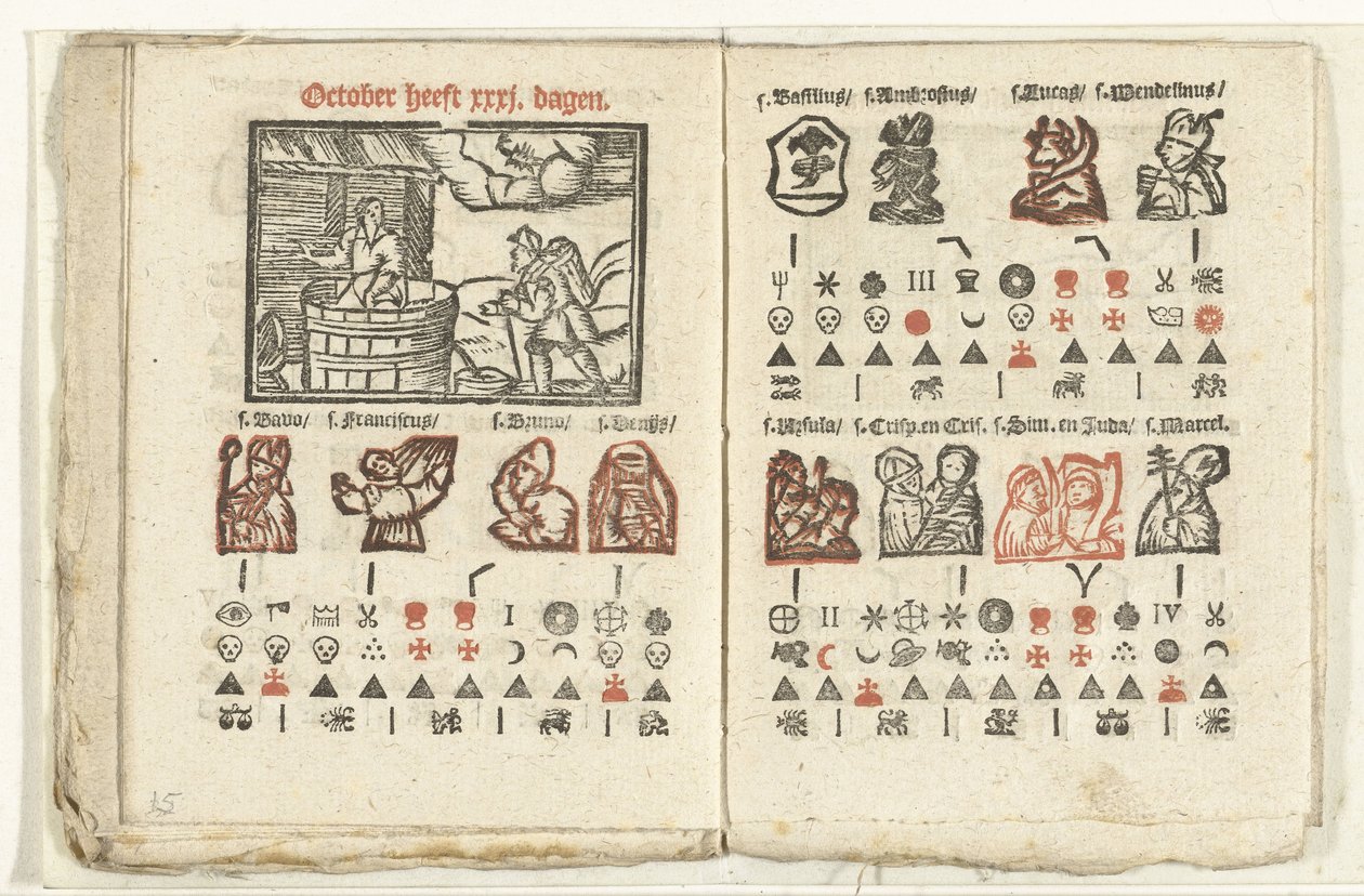 Sider med vejrudsigten for oktober måned 1712 af Anonymous