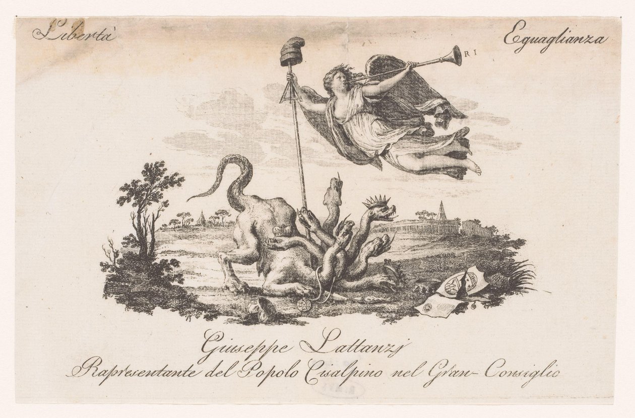 Briefhoofd for Giuseppe Lattanzi Giuseppe Lattanzi / Repræsentant for Cisalpine People i Grand Council (titel på objekt) af Anonymous
