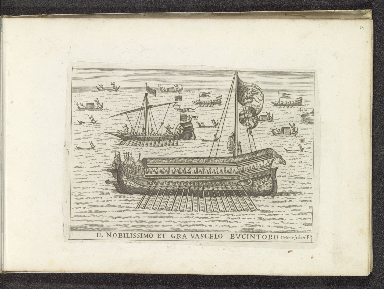 Bucintoro og andre skibe i Venedig Il nobilissimo et gra vascelo Bucintoro (titel på objektet) af Anonymous