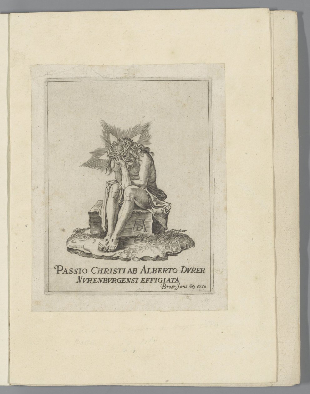 Kristus på den kolde sten The Little Passion (serietitel) Passio Christi Ab Alberto Durer Nurenburgensi Effigiata (serietitel på objekt) af Anonymous