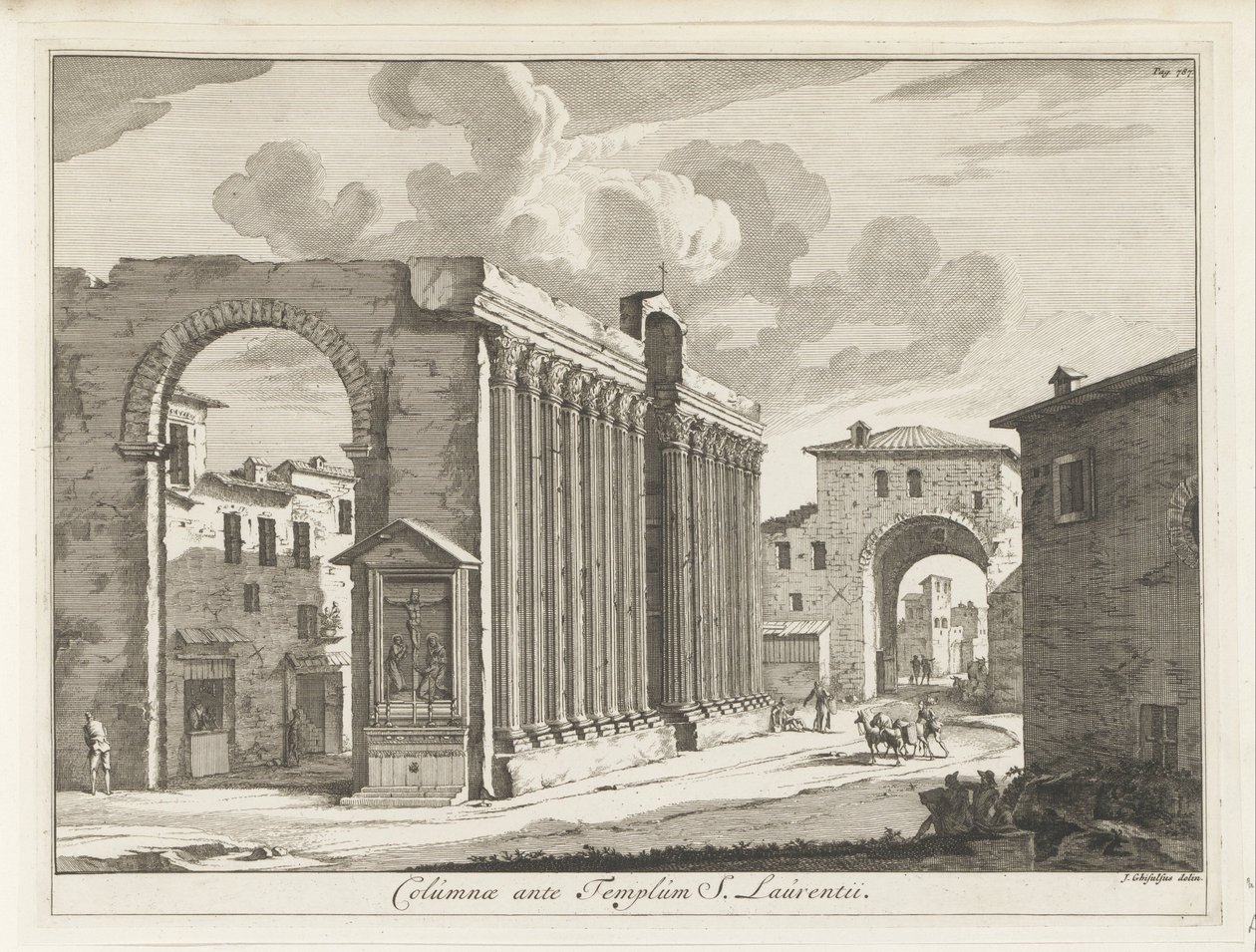 Colonnade af San Lorenzo og Rom Søjler af Temple of S. Laurentii (titel på objekt) Magasiner af de italienske malerier (serietitel) af Anonymous