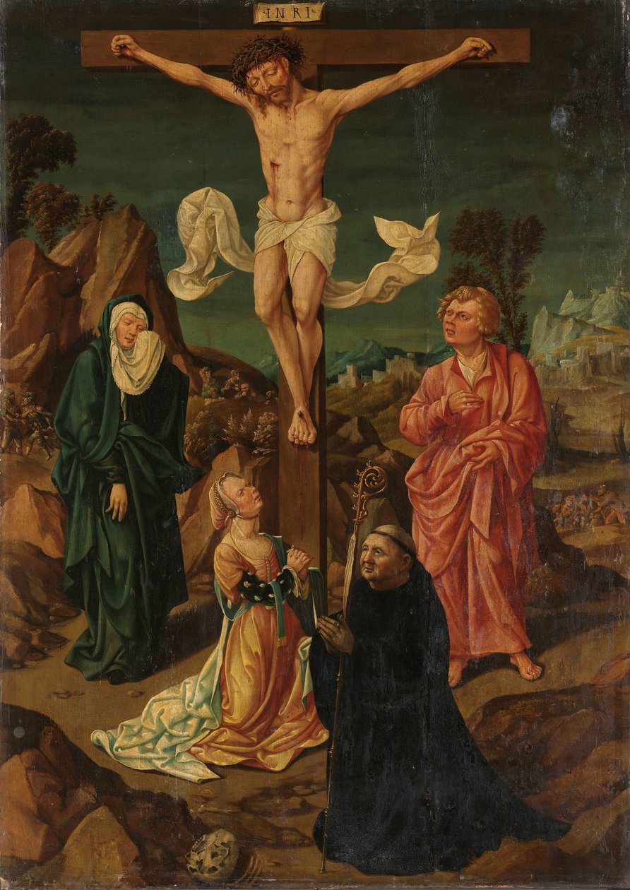 Korsfæstelse med Jomfruen, Sankt Johannes, Maria Magdalena, en donor af Anonymous