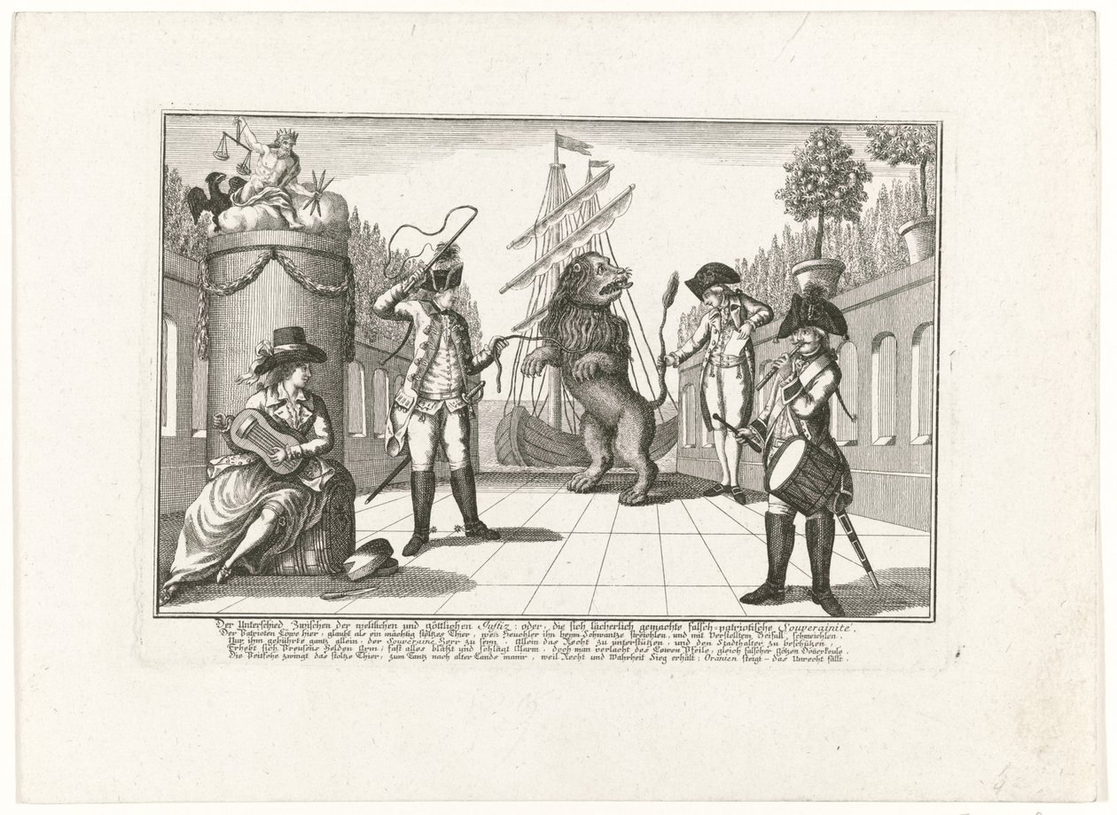 De Hollandse Leeuw af Pruisen, 1787 Forskellen mellem sekulær og guddommelig retfærdighed: eller den latterlige falsk-patriotiske suverænitet (...) (titel på objekt) af Anonymous