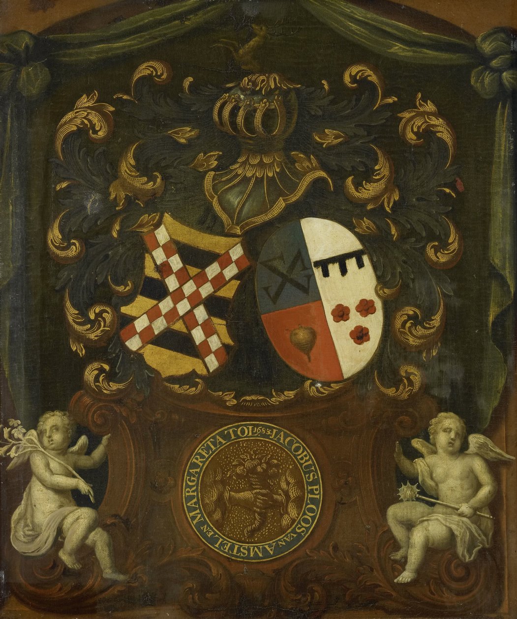 Alliancens våben af ​​Jacob Ploos van Amstel og Margareta Tol, 1683 af Anonymous